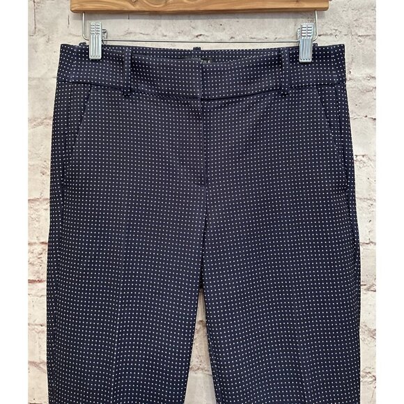 J CREW Mercantile Womens Pant Skinny Ankle Navy Blue Polka Dot Stretch Size 4 - Picture 2 of 3